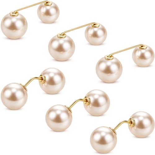Image of WILLBOND 6 Pcs Artificial Pearl Brooch Pins Sweater Shawl Safety Clips Dress Clips for Women