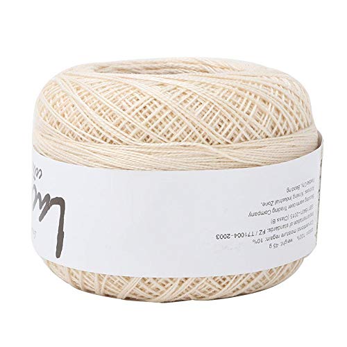 Crochet Yarn Colourful Glitter Cotton Crochet Thread Popular Lace Line Cotton Hand Crocheted Summer Silk Light Thin Line with a Crochet for Hand Embroidery Accessories(Off-White)