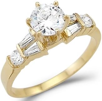 Sonia Jewels Solid 14k Yellow Gold New Solitaire CZ Cubic Zirconia Engagement Ring Unique 1.0 ct