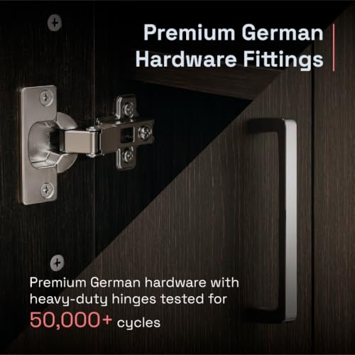 Image of Wakefit Wardrobe for Bedroom | 1 Yr Warranty | Cupboard for Bedroom, Almirah, Wooden Wardrobe, Multi-Shelves Storage with Mirror, Density:680-750 kg /m, Free Installation from Brand (Twill - WE)