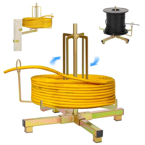 Foldable Wire Spool Rack Heavy Duty Cable Dispenser Floor or Stud Mounted Stable Base for Electricians & Job Sites for Romex Wires