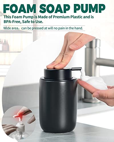 Image of BosilunLife Black Foam Soap Dispenser - Ceramic Foaming Hand Wash Dispenser for Bathroom Modern Farmhouse Small Soap Dispenser Lotion Hand Pump Dispenser for Kitchen Sink