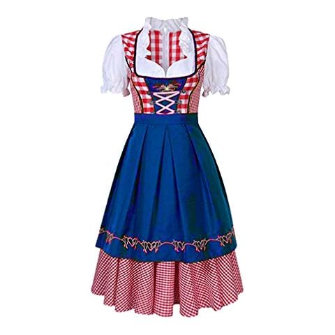 Generise Midi Trachtenkleid für Oktoberfest - Trachten Damen Dirndl Kurz, Dirndl-Komplettsets für Damen Traditionelles Trachtenkleid Set, Kleid mit Bluse und Schürze Cover