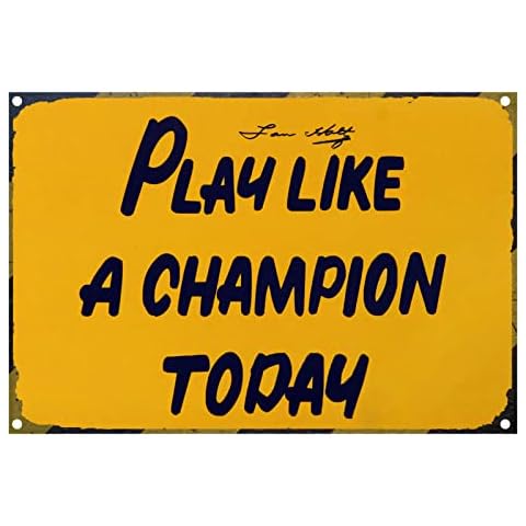 Play Like A Champion Today Sign - Play Sign Inspirational Classic Metal For Bar Restaurant Cafe Men Cave Pub Bar Home (16"x24" in, A) … Cover