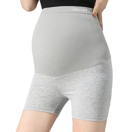 Leggings premamá nuevos pantalones cortos transpirables con cintura alta y función de apoyo para mujeres embarazadas pantalones de cuero sueltos, Gris claro., L