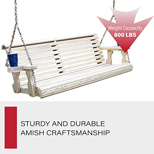 Amish Casual Heavy Duty 800 Lb Roll Back 4Ft. Treated Porch Swing With Cupholders #TOP3