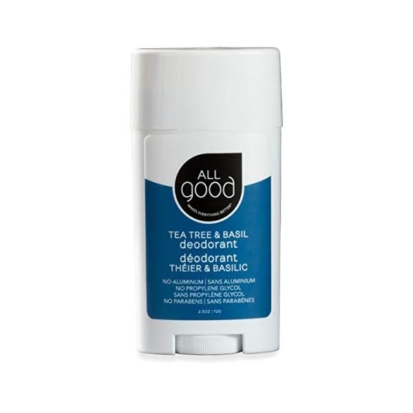 All Good Aluminum Free Deodorant Stick - Natural Deodorant w/Shea Butter & Aloe Vera, Bio-Active Formula, Vegan, Underarm Odor Protection for Men & Women (Tea Tree & Basil)