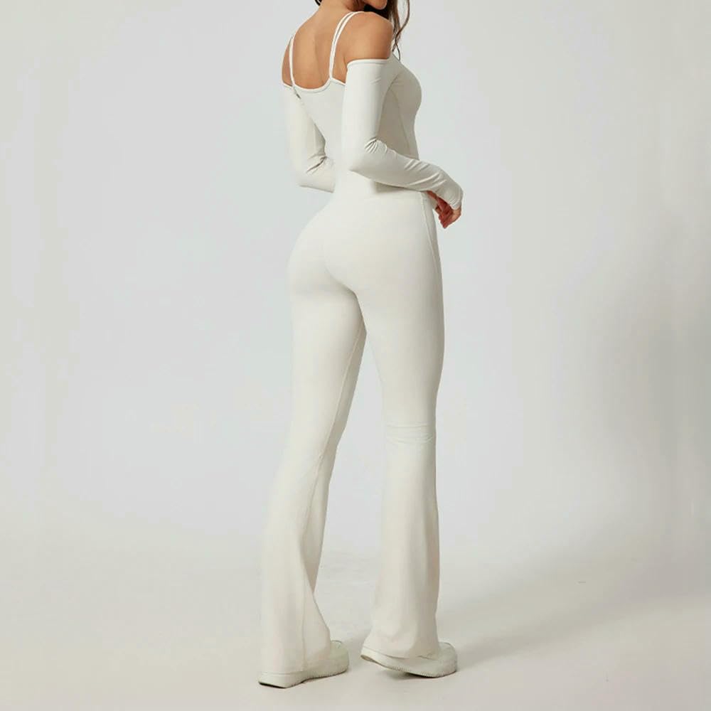 GLDFW - Conjunto de body de yoga para mujer, conjunto de gimnasio, deportes, chándal para mujer, pantalones acampanados, ropa deportiva