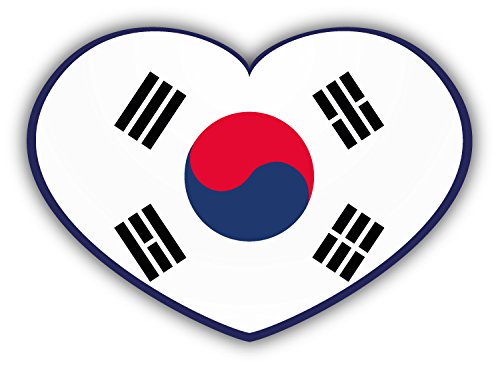 South Korea Glossy Heart Flag Car Bumper Sticker Decal #TOP28