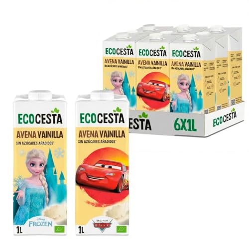 ECOCESTA MEJOR CADA DIA - Pack de 6 Unidades de 1 L de Bebida Vegetal de Avena y Vainilla BIO - Bebida 100% Natural - Rica en Nutrientes y Baja en Calorías - Sabor Dulce - Apta para Veganos