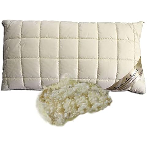 Merino Schafschurwolle Kopfkissen mit Zirbe Spänen in 40x80 cm Cover