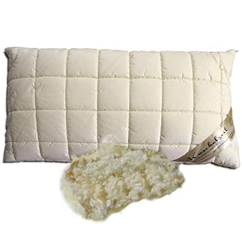 Kopfkissen 40x80 Merino-Schurwolle BIO Baumwolle KBA KBT Kissen Natur Nadia
