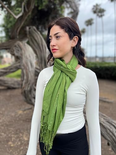 Humble Hilo Handmade Shimmer Thread Scarf or Shawl Large Lightweight Neckscarf Wrap for Women with Metallic Embroidery3