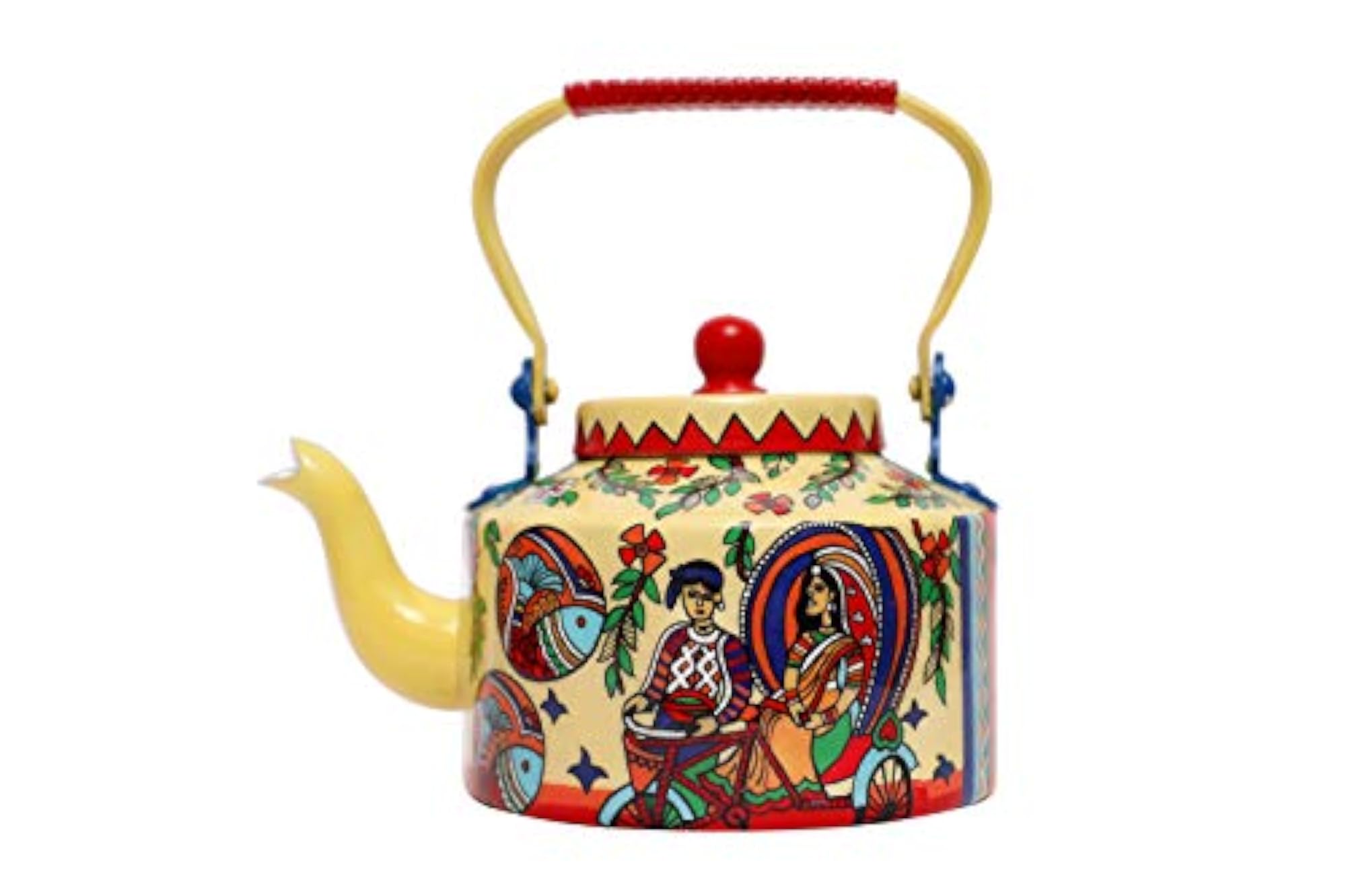 Hand Crafted Colourful Decorative Traditional Village Theme Kettle