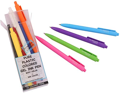 Image of HAMSTER London Pure 10 Coloured Gel Ink Pen, Gel Ink Pens, Color Ink Pens, Pen for Gift, Pack of 10