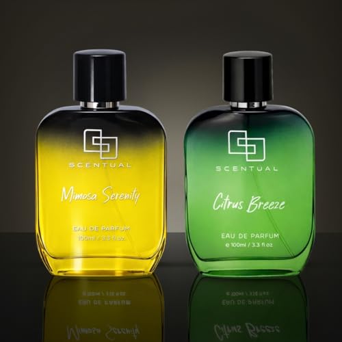 Image of Scentual Citrus Breeze & Mimosa Serenity Eau De Perfume | Modern Lifestyle Long Fragrance Gift Set for Men & Women Combo Pack (100ml Each)