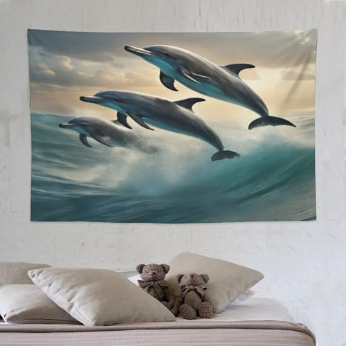 Tapisserie murale dauphin 150x230cm pour habiller facilement un grand mur blanc