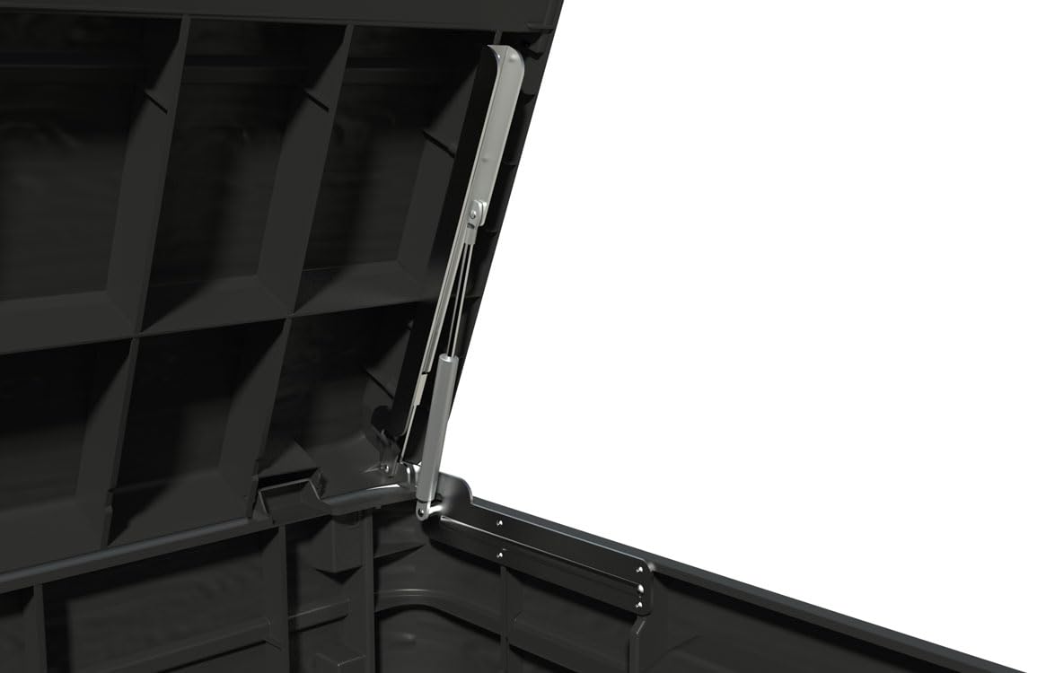 Ondis24 Dolomiti Kissenbox XXL Auflagenbox Gartenbox anthrazit 970 Liter Truhe Holz Optik mit Gasdruckfedern ca. 146 x 82 x 85 (H) cm
