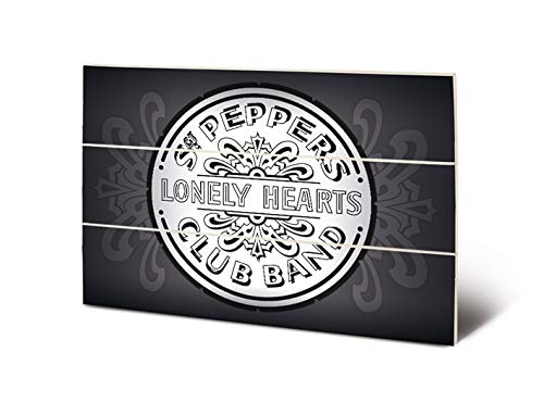 The Beatles Impression sur Bois 20x29,5 Tableau Retro Logo Sgt. Pepper