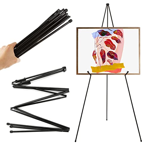 MIVIDE Paquete de 2 caballetes plegables de 63 pulgadas, caballete de artista, caballete de piso instantáneo plegable, caballete de pantalla plegable, presentaciones, carteles y exhibiciones de arte Cover