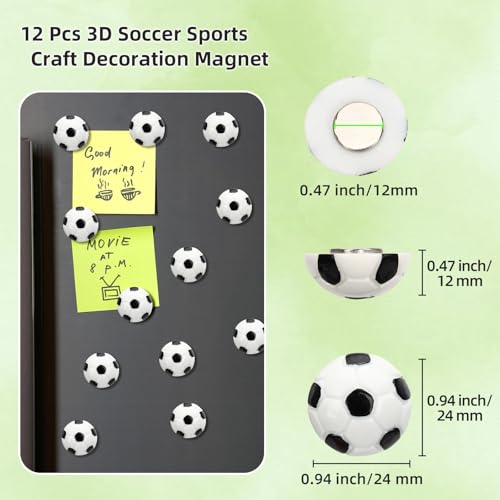 12 imanes decorativos de fútbol para nevera, 3D miniatura 2