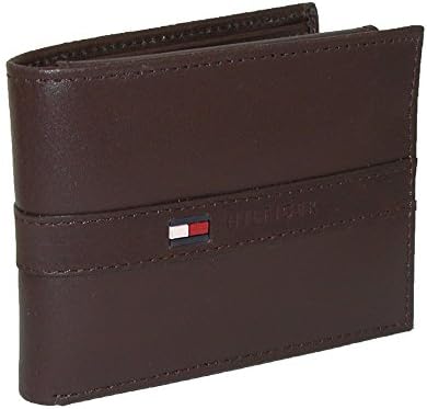 Tommy Hilfiger Men's RFID Blocking 100 Percent Leather Slimfold Wallet Bi-Fold, Tan Zed, One Size