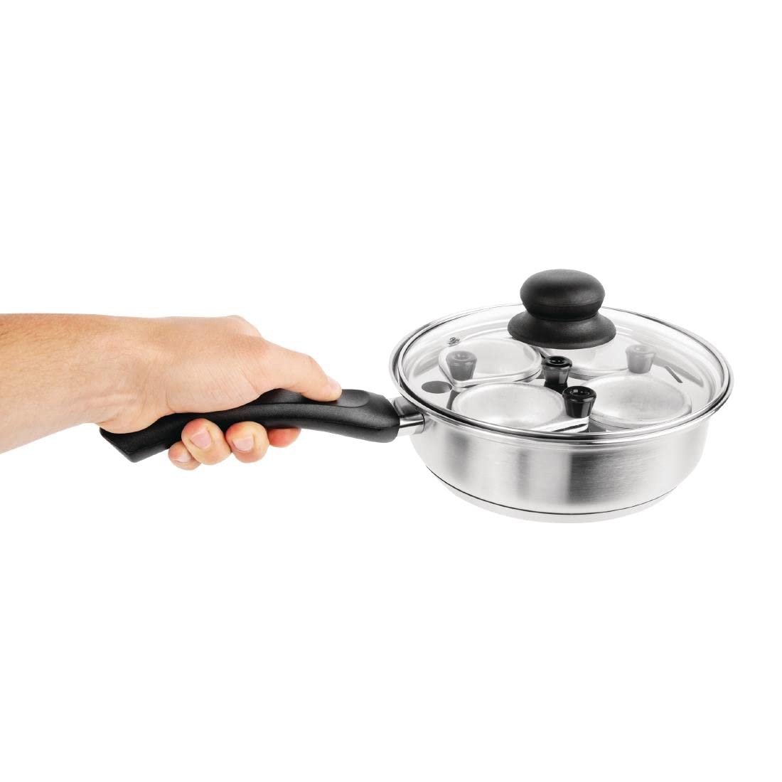 Vogue K891 escalfador de huevos, capacidad para hasta 4 huevos, 20 cm de diámetro