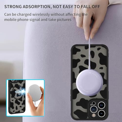 ZIYE Magnetic Case for iPhone 12 Pro Max Compatible with MagSafe Cow Print Pattern Cover Camera Lens Protection Slim Shockproof Soft TPU Bumper Hard Back Phone Case for Women Men-Black by ZIYE - Image 2