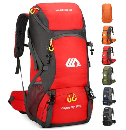 Jianyana 50L Wanderrucksack Trekkingrucksack mit Regenhülle