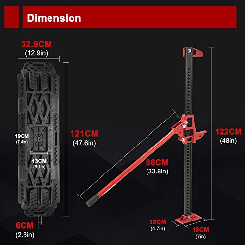 Bunker Indust Offroad High Lift Jack With Pair Traction Board Mate,48" Farmjack With Sand Mud Snow Track Mat Board,4X4 4Wd Offroad Tire Recovery Kit For Car Truck Jeep Atv Suv Utv #TOP3