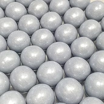 Bayside Candy 1 Large Gumballs - Colored Gumball Collection - Gumball Machine - Shimmer Silver/Pearl Silver Gumballs 1 Large (1LB)
