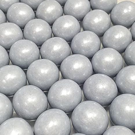 Bayside Candy 1 Large Gumballs - Colored Gumball Collection - Gumball Machine - Shimmer Silver/Pearl Silver Gumballs 1 Large (1LB)