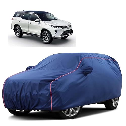 Image of Sulfar 100% Water Resistant Car Body Cover Compatible with Mirror for Toyota Legender (Triple Stitched, Full Bottom Elastic, Blue Tafetta with Red Piping)