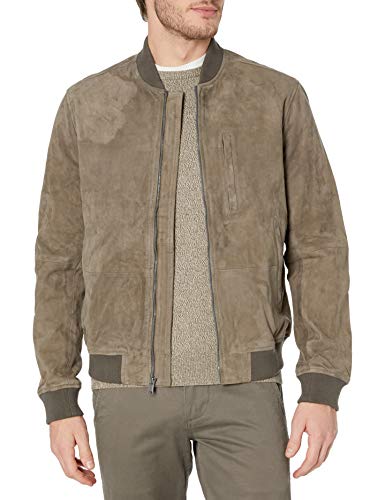 Lucky Brand Men's Suede Bomber Jacket, Grey, M