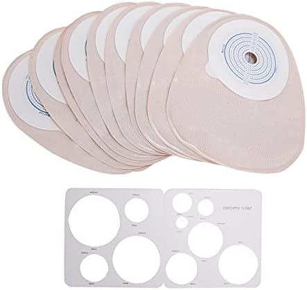 10 PCS Colostomy Bags, Disposable Ostomy Stoma Bags One Piece Drainable Pouches Ostomy Supplies Soft Skin-Friendly for Colostomy Ileostomy Stoma Care, Cut-to-Fit