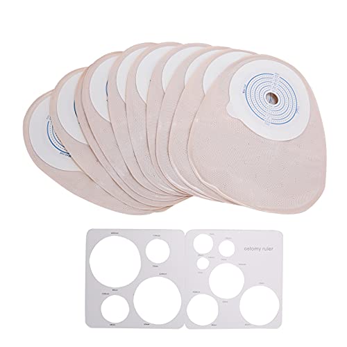 10 PCS Colostomy Bags, Disposable Ostomy Stoma Bags One Piece Drainable Pouches Ostomy Supplies Soft Skin-Friendly for Colostomy Ileostomy Stoma Care, Cut-to-Fit