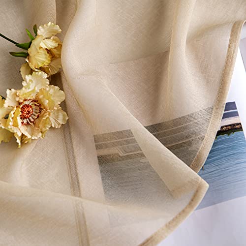 Woaboy Voile Gardinen Kurz Vorhänge Transparent Wohnzimmer mit Ösen Stores Gardinen Schlafzimmer Ösenvorhang Scheibengardine… – Ansicht 4