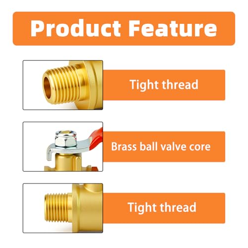 Image of GASHER 3PCS 1 /8 Inch Brass Mini Ball Valve, Shut Off Valve, 1 /8 Inch MNPT Thread Pipe Fitting