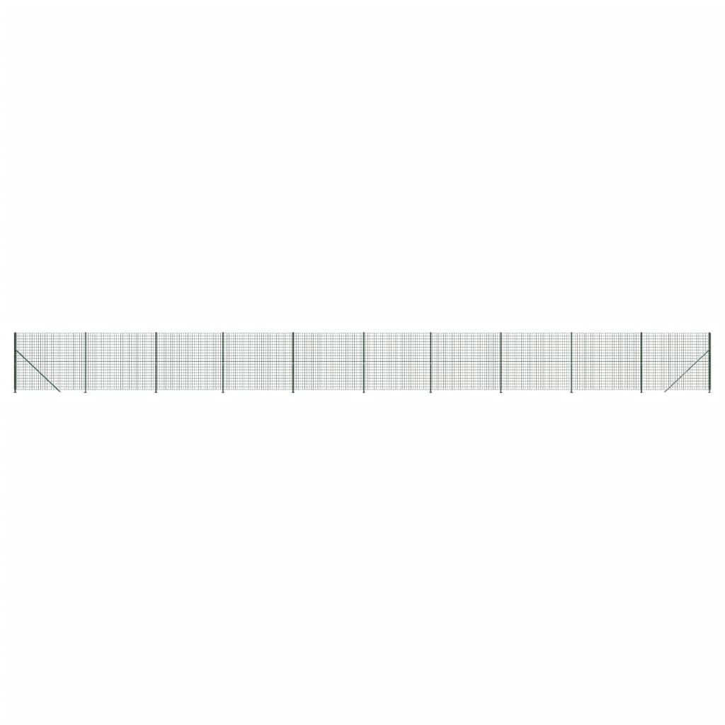 Galvanised Steel Wire Mesh Fence with Floor Flange Green 1.6x25m Heavy Duty PVC Coated Security Garden Fence Panel Dog Animal Enclosure Barrier Outdoor