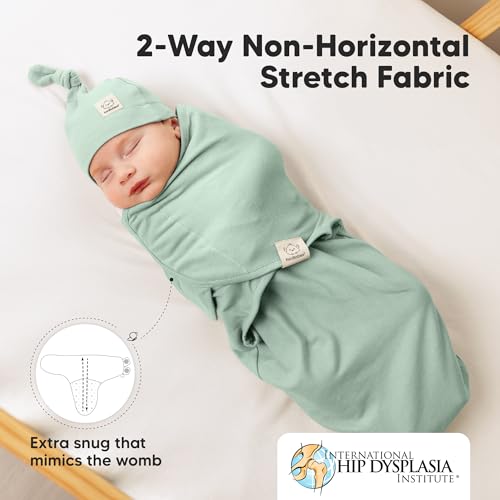Image of 3pk Organic Swaddles for Newborns Girls, Boys & Hats (Sage, 0-3M) | Soft Cotton Baby Sleep Sacks 0-3 Months, Breathable Baby Hats and Swaddles 0-3 Months, Newborn Essentials Must Haves