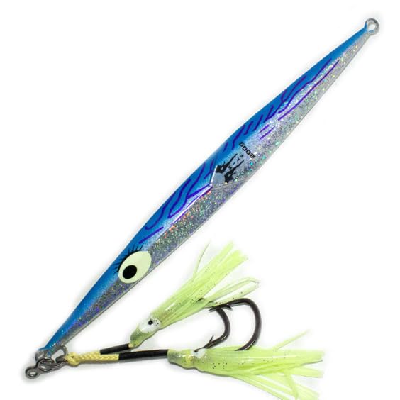 Amazon.com : Man I Love Fishing Jigs Fast Pitch Slow Pitch Vertical Knife  Jig Jigging 200 Grams Glow 200g Fully Rigged with Assist Hooks with Glow  Squids. Ultimate Speed JIG (Bonita (Blue