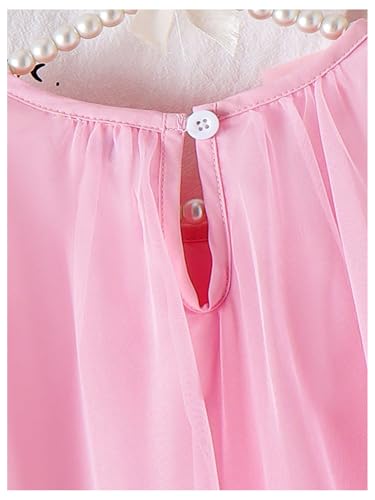 GORGLITTER Girl's Bow Dress Summer Ruffle Mesh Sheer Dress Cute Crewneck Sleeveless Princess Dresses 20254