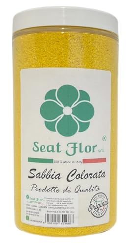 Seat Flor Sabbia colorata, sabbia per decorazioni, sabbia per wedding, sabbia mis. 0.3/0.7 mm. in barattolo da 750 gr. (Giallo)