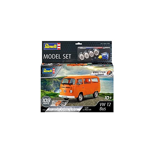 Revell 67667 Model Set VW T2 Bus Modellbausatz für Einsteiger mit dem Easy-Click-System, Starter Kit mit Basis-Zubehör… – Bild 3