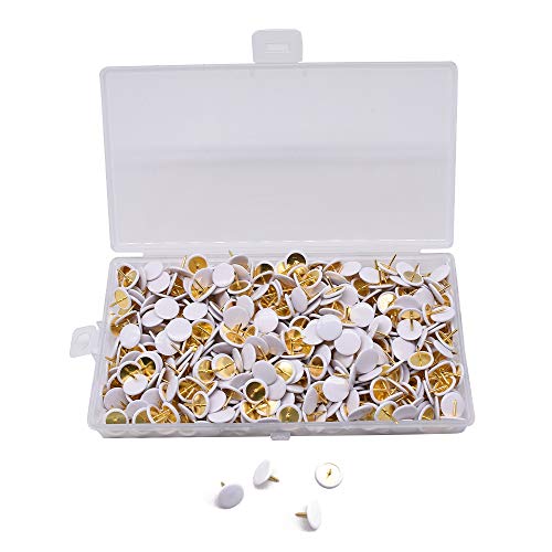 YOFASEN Lot de 500 Punaises - 10 x 9MM Recouvertes de Plastique Métal - Couleurs Assorties, Blanc/500 Pièces