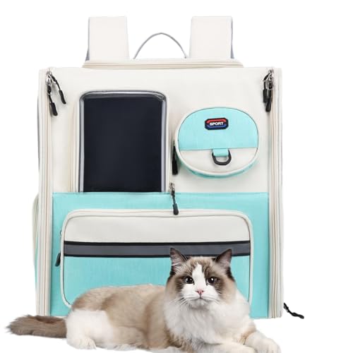 猫用バックパック、ペットバッグキャリア - 猫用キャリーバッグ小型犬用キャリア 折りたたみペットキャリーバッグ、猫用品小型猫と犬用ペットトラベルキャリア