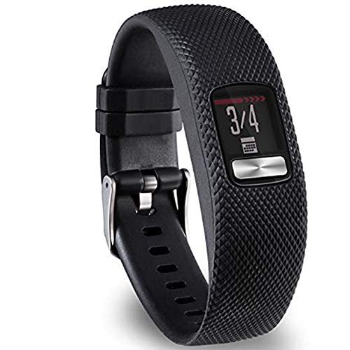 KingAcc Garmin Vivofit 4 Bands, Silicone Replacement Band for Garmin Vivofit 4, with Secure Metal Watch Clasp Buckle Wristband Strap Women Men (1-Pack, Black, Large)