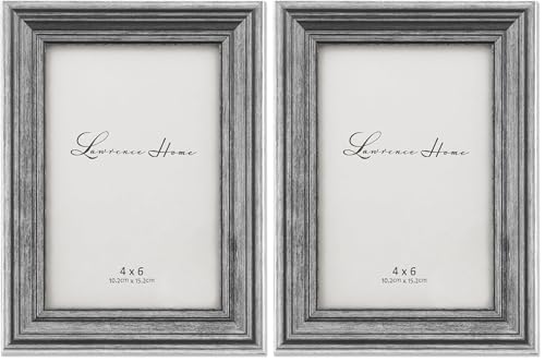 Image of Lawrence Frames Sutter Burnished Picture Frame, 4 by 6-Inch, Silver (Pack of 2)