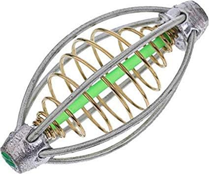 Auf Fishing Trap Basket Baits Thrower Metal Spring Fishing Feeder Cage Manual Fish Feeder (20 g)