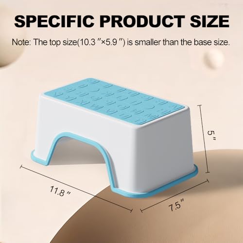 Image of 5 Inch Height Step Stool, 11.8 inch L x 7.5 inch W Toddler Step Stool | One Step Stools for Kids, Small Child Foot Stool for Bed, Bathroom, Toilet, Potty Training - Blue 11.8 inch L x 7.5 inch W x 5''H